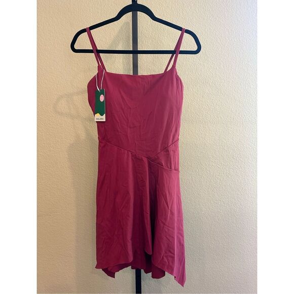 Size M Halara Asymmetrical Hem Slip Dress in Cordovan - Picture 2 of 8